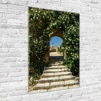 Quadro in vetro acrilico verticale Arco floreale