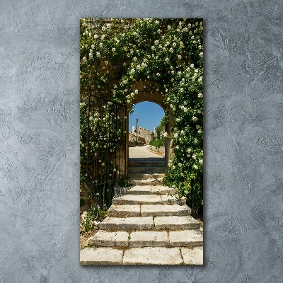 Quadro in vetro acrilico verticale Arco floreale