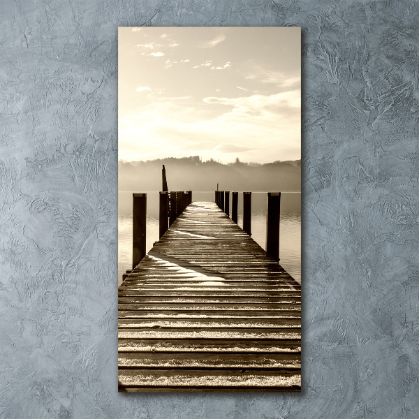 Quadro stampa su vetro acrilico verticale Molo in legno