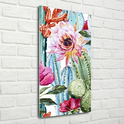 Quadro in vetro acrilico verticale Cactus