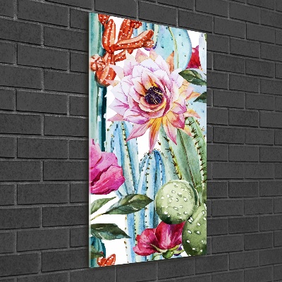 Quadro in vetro acrilico verticale Cactus