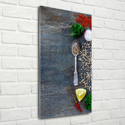 Quadro stampa su vetro acrilico verticale Spezie ed erbe aromatiche