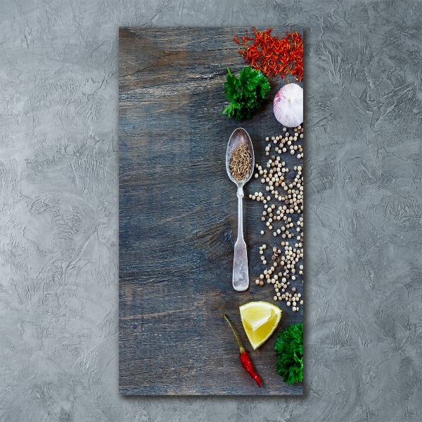 Quadro stampa su vetro acrilico verticale Spezie ed erbe aromatiche