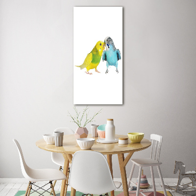 Quadro acrilico verticale Pappagalli ondulati