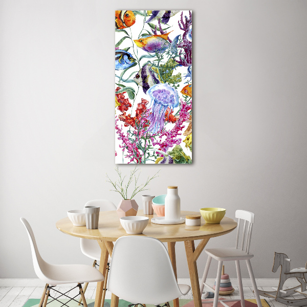 Quadro in vetro acrilico verticale Mondo sottomarino