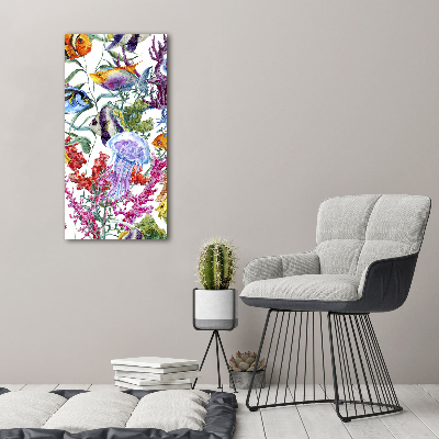 Quadro in vetro acrilico verticale Mondo sottomarino