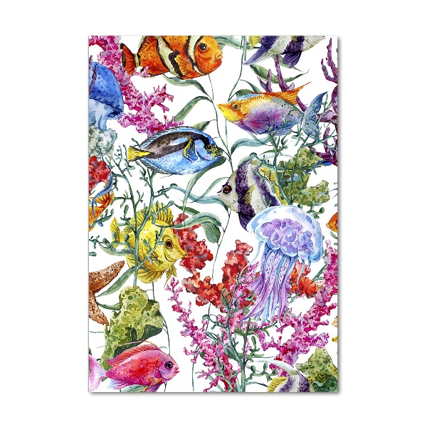 Quadro in vetro acrilico verticale Mondo sottomarino