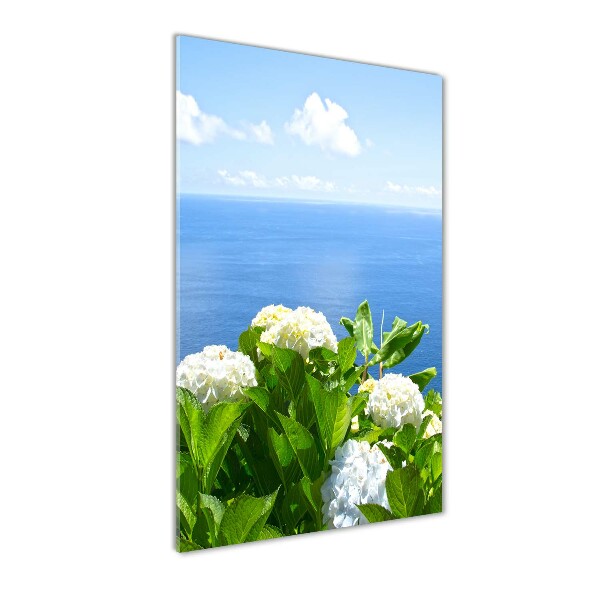 Quadro acrilico verticale Mare di ortensie