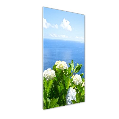 Quadro acrilico verticale Mare di ortensie