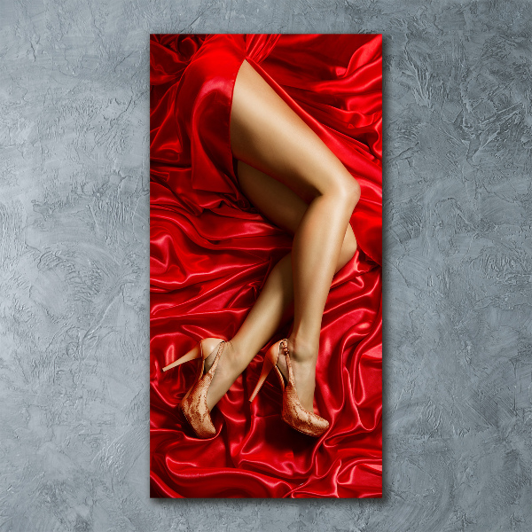 Quadro stampa su vetro acrilico verticale Gambe di raso