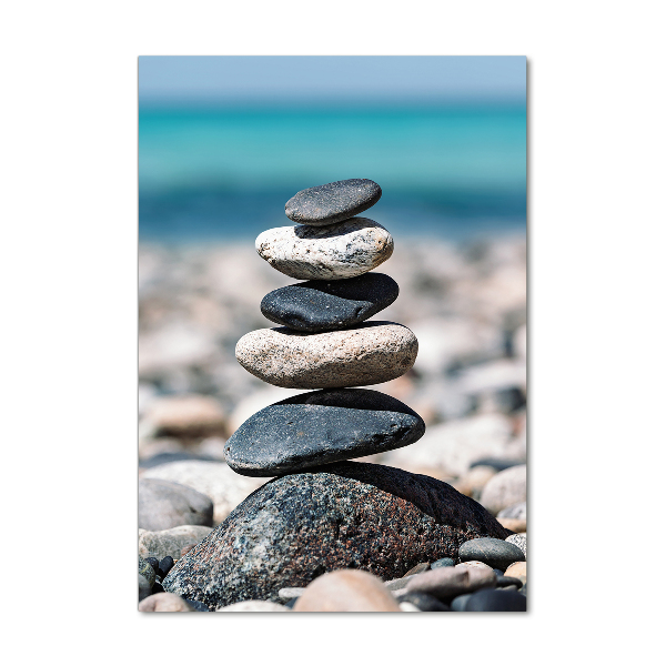 Quadro stampa su vetro acrilico verticale Spiaggia rocciosa