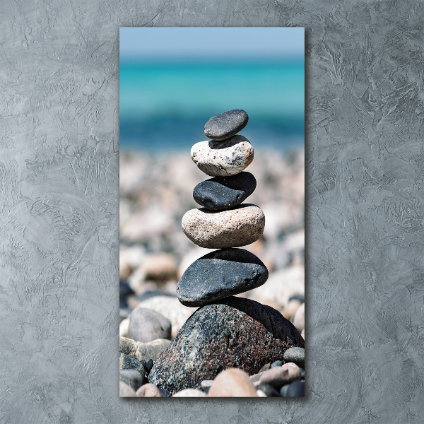 Quadro stampa su vetro acrilico verticale Spiaggia rocciosa