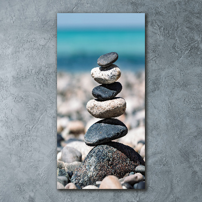 Quadro stampa su vetro acrilico verticale Spiaggia rocciosa