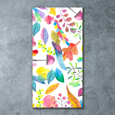 Quadro vetro acrilico verticale Foglie e funghi