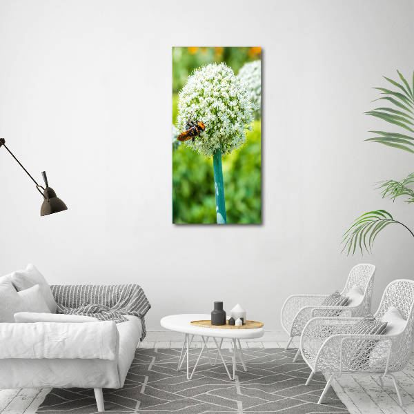 Quadro in vetro acrilico verticale Fiori d'aglio