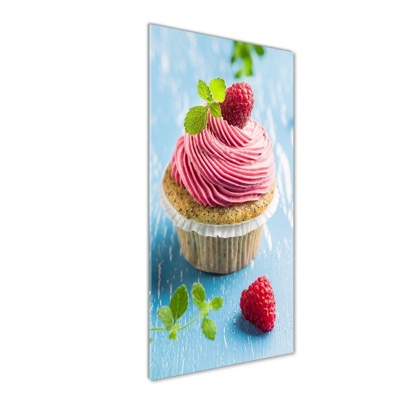 Quadro in vetro acrilico verticale Cupcake al lampone