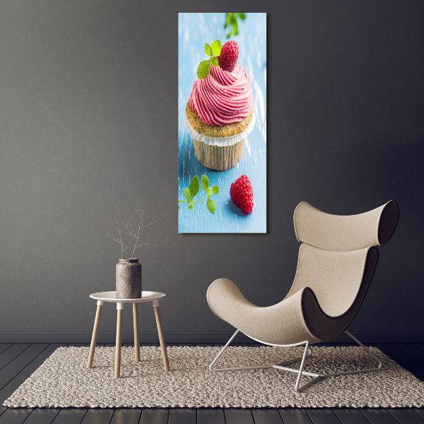 Quadro in vetro acrilico verticale Cupcake al lampone
