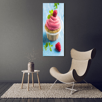 Quadro in vetro acrilico verticale Cupcake al lampone