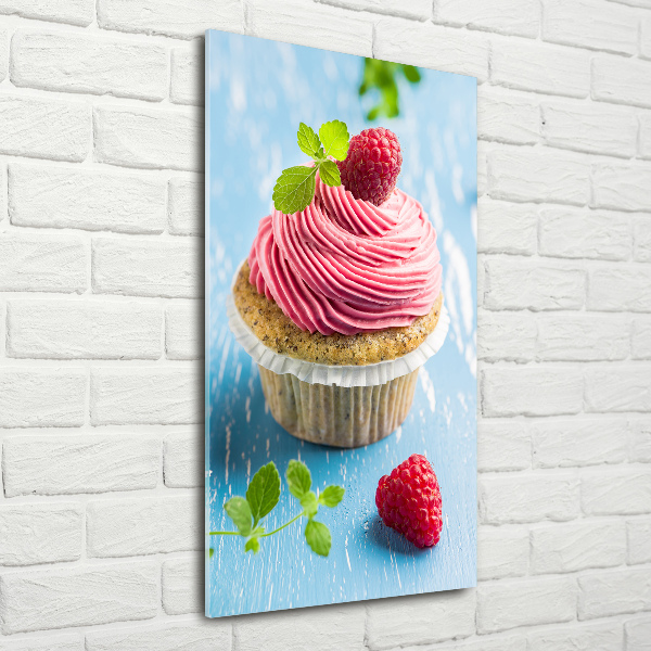Quadro in vetro acrilico verticale Cupcake al lampone