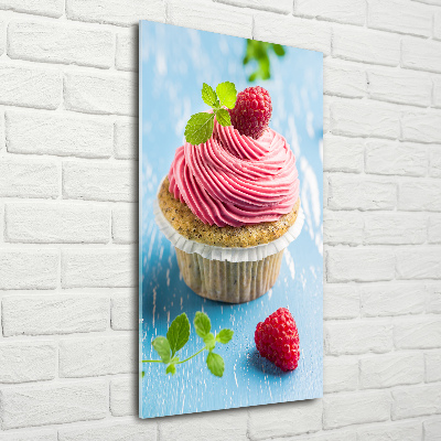 Quadro in vetro acrilico verticale Cupcake al lampone
