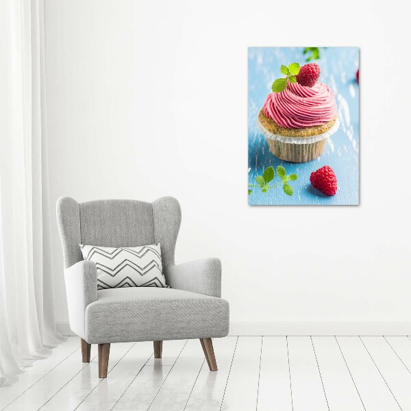 Quadro in vetro acrilico verticale Cupcake al lampone