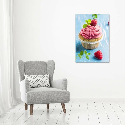 Quadro in vetro acrilico verticale Cupcake al lampone