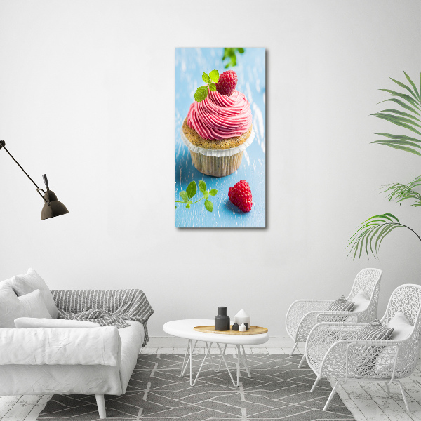 Quadro in vetro acrilico verticale Cupcake al lampone