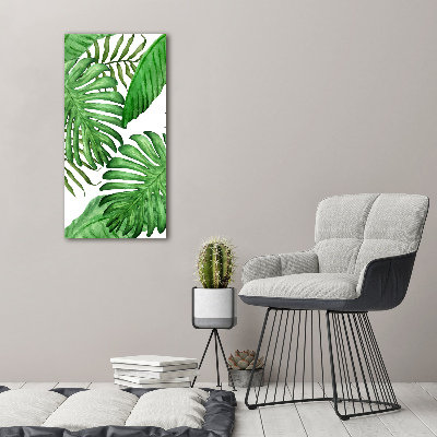 Quadro in vetro acrilico verticale Foglie tropicali