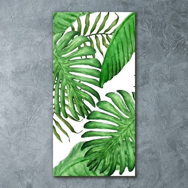 Quadro in vetro acrilico verticale Foglie tropicali