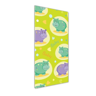 Quadro stampa su vetro acrilico verticale Ippopotami