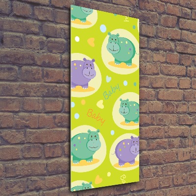 Quadro stampa su vetro acrilico verticale Ippopotami