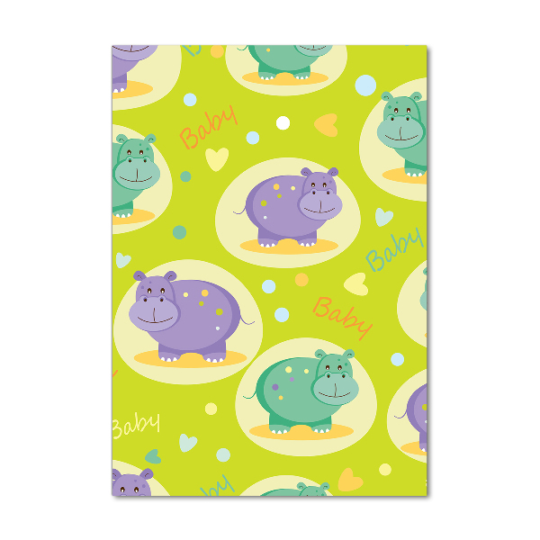 Quadro stampa su vetro acrilico verticale Ippopotami