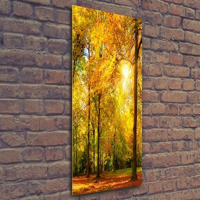Quadro vetro acrilico verticale Foresta in autunno