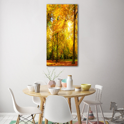 Quadro vetro acrilico verticale Foresta in autunno