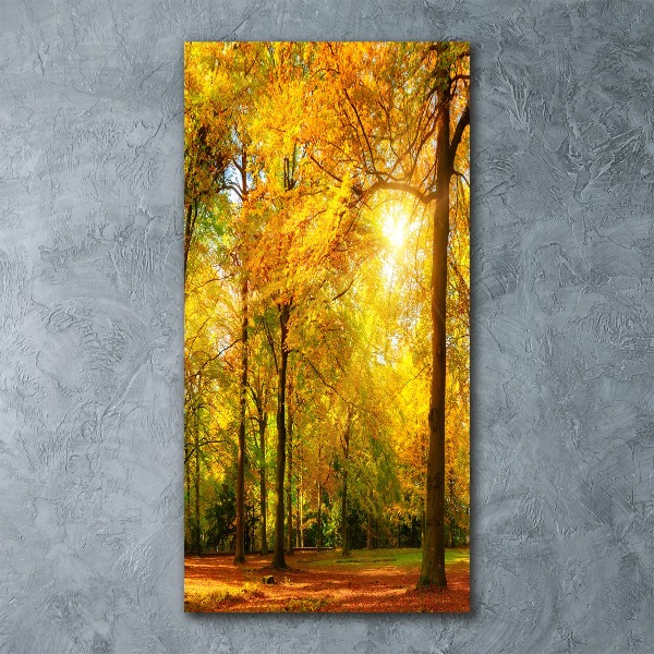 Quadro vetro acrilico verticale Foresta in autunno