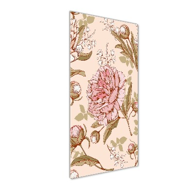 Quadro vetro acrilico verticale Peonie