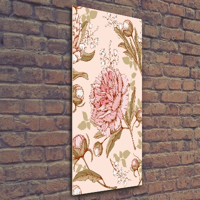 Quadro vetro acrilico verticale Peonie