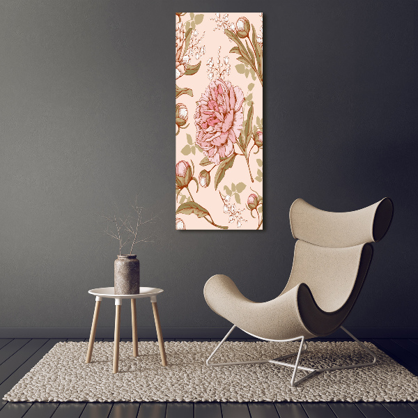 Quadro vetro acrilico verticale Peonie