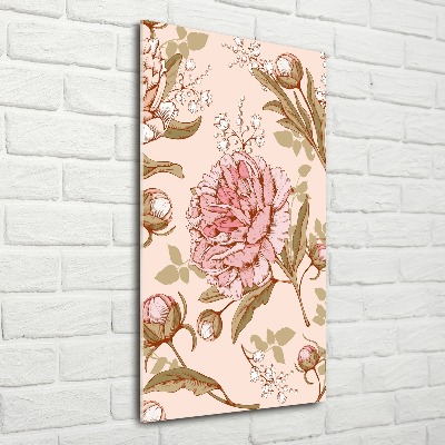 Quadro vetro acrilico verticale Peonie