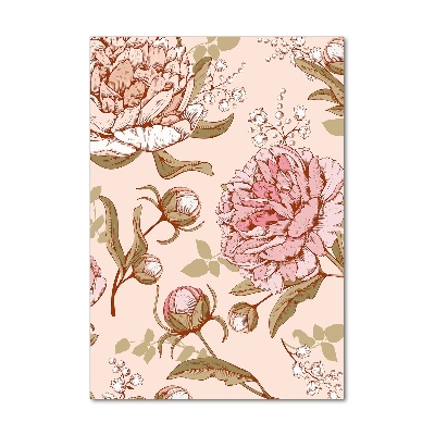 Quadro vetro acrilico verticale Peonie