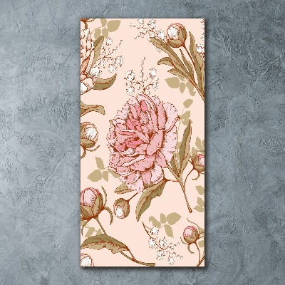 Quadro vetro acrilico verticale Peonie