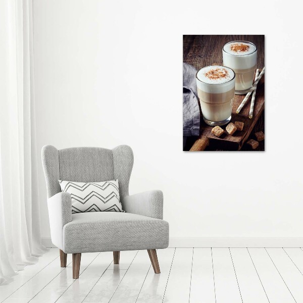 Quadro stampa su vetro acrilico verticale Caffè latte