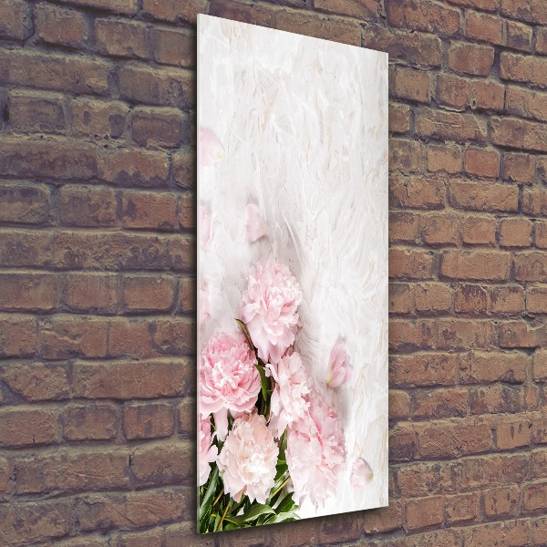 Quadro acrilico verticale Peonie marmo