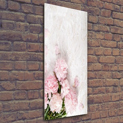 Quadro acrilico verticale Peonie marmo