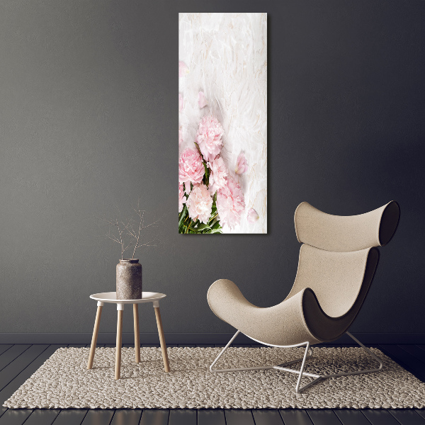 Quadro acrilico verticale Peonie marmo