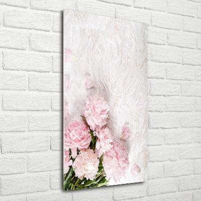 Quadro acrilico verticale Peonie marmo