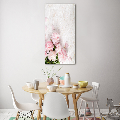 Quadro acrilico verticale Peonie marmo
