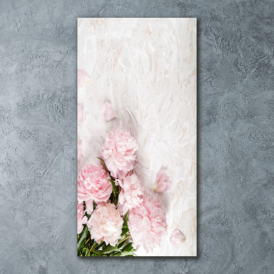 Quadro acrilico verticale Peonie marmo