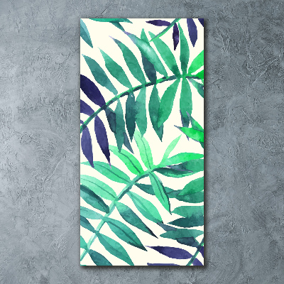 Quadro stampa su vetro acrilico verticale Foglie tropicali