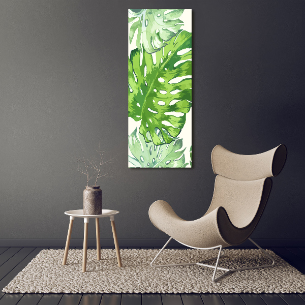 Quadro in vetro acrilico verticale Foglie tropicali